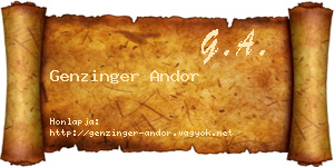 Genzinger Andor névjegykártya